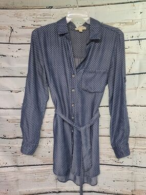 Cloth & Stone Blue Tencel Printed Shirt Dress Tunic Women's Small